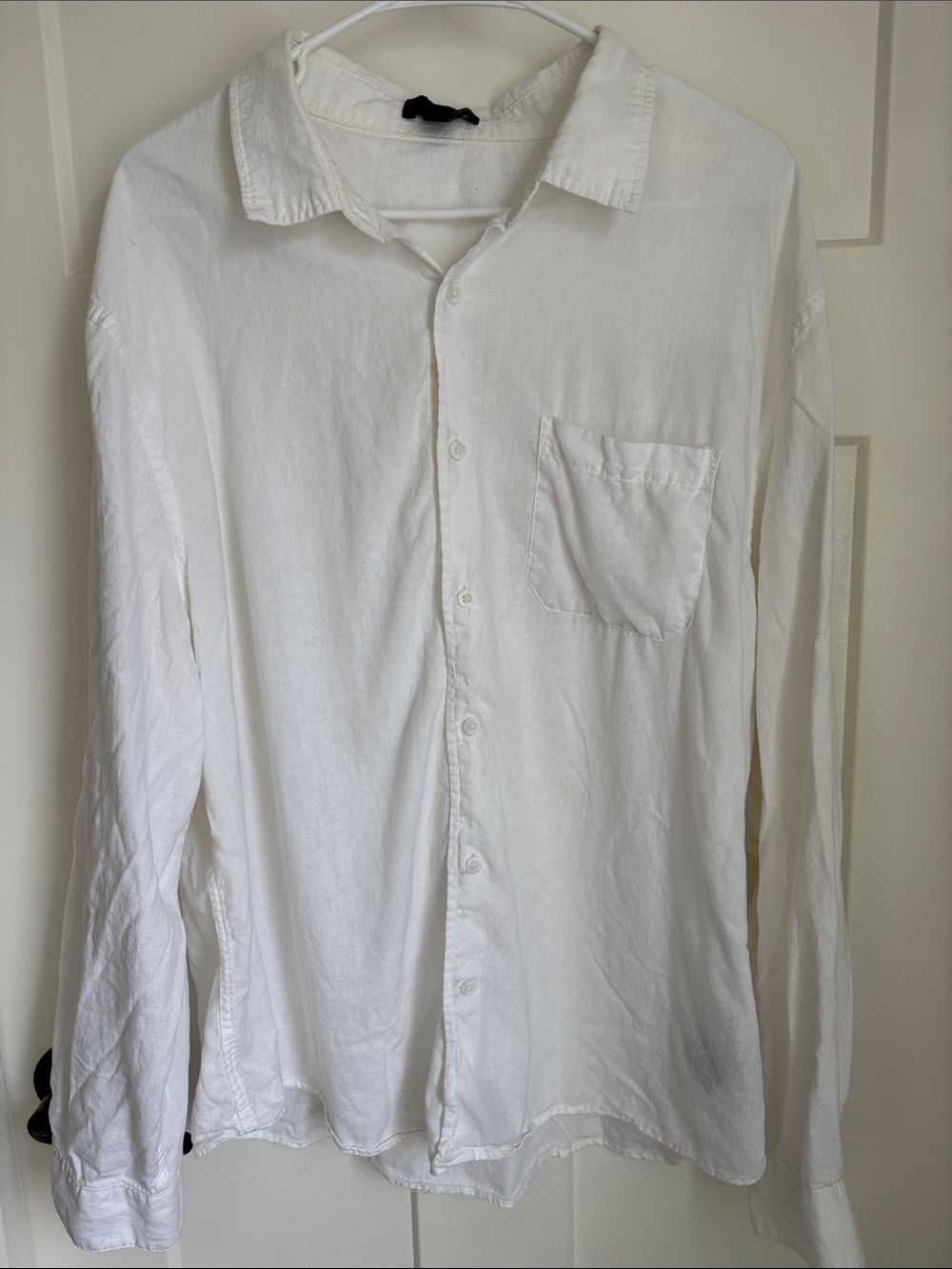 Magaschoni Men's White Casual Button-Down Shirt
